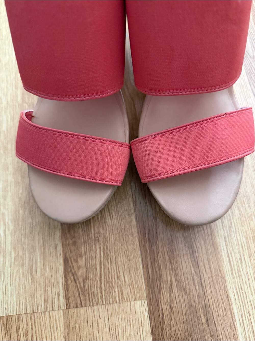 a new day Coral-Red Double Strap Slide Sandals. 7.5